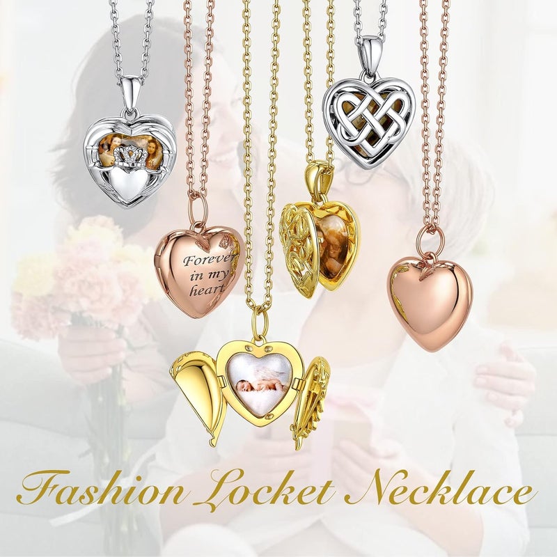 Bestyle Sterling Silver Heart Locket Necklace for Women, Dainty Cute Small Heart Locket Pendant in Gold/Rose Gold/Silver, Love Statement Jewelry Gift for Mother Wife - Image 4